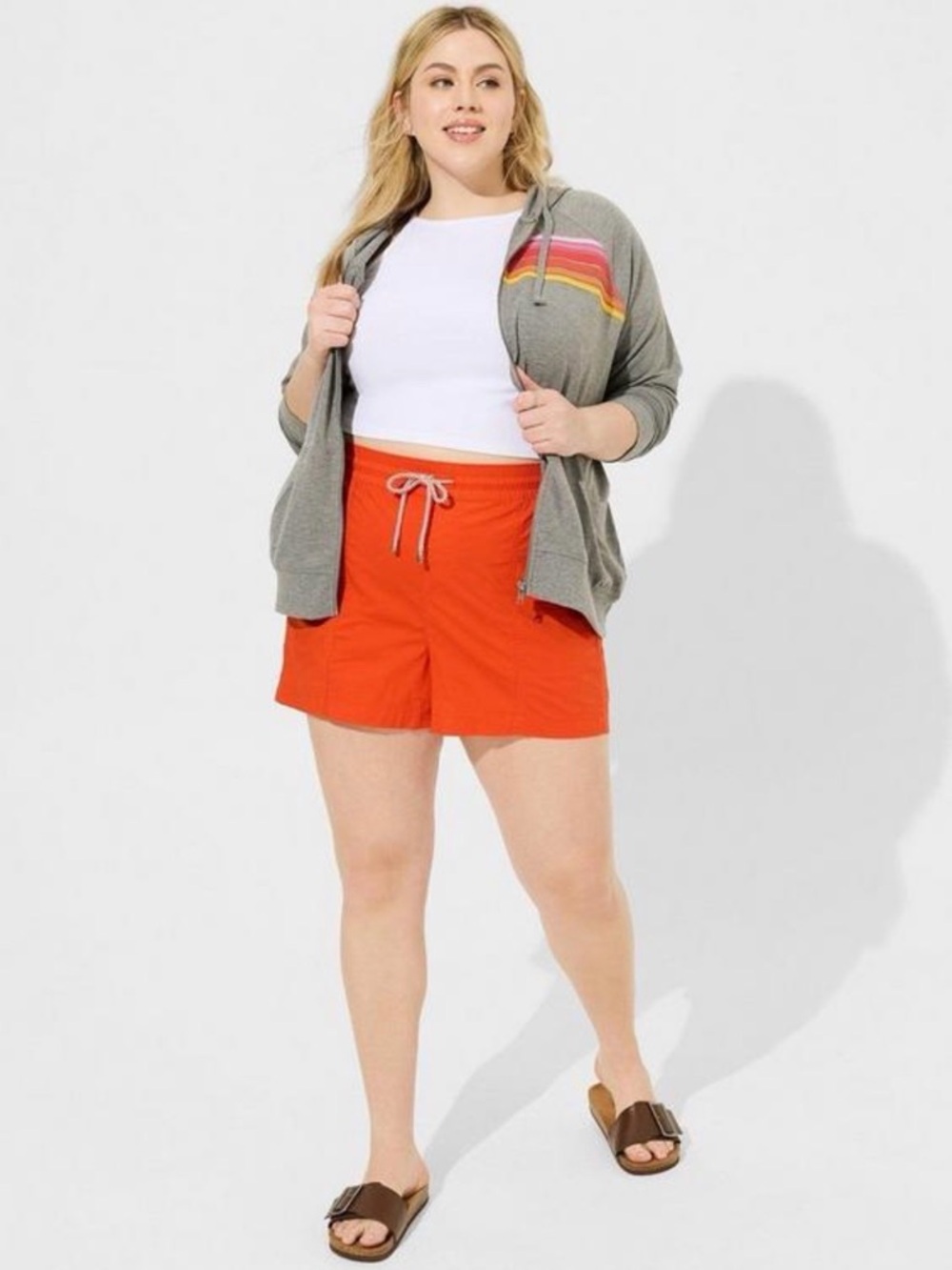Torrid Pull-On High Rise Poplin Active Yacht Short Orange 3.5” Plus Size 1X NWT